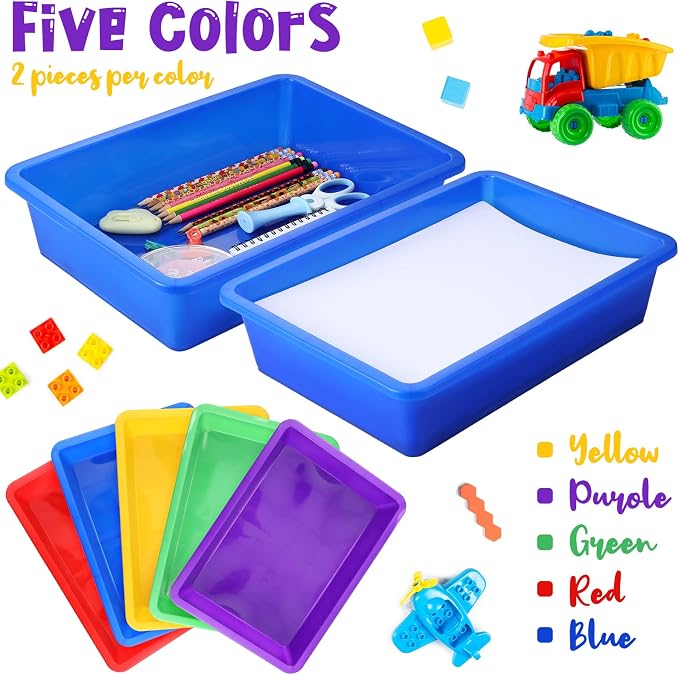 Hoteam 10 Pcs Flat Storage Organizer Tray Bin Paper Tray - Image 4