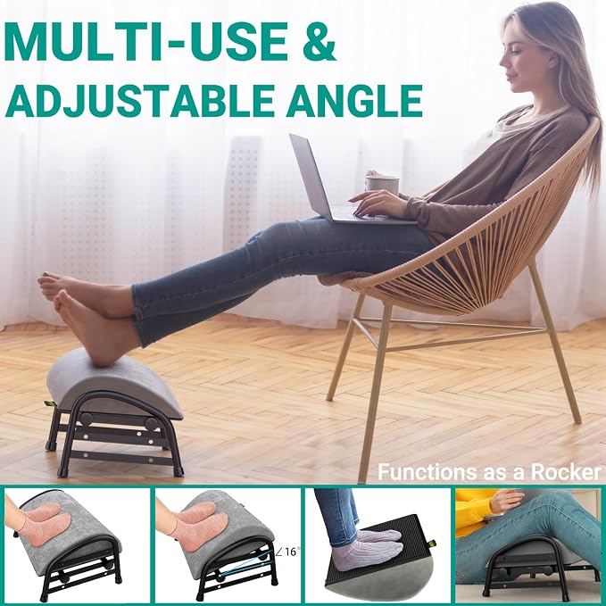 YEASHEIN Adjustable Foot Rest for Under Desk at Work, Velvet Under Desk Footrest - Image 2