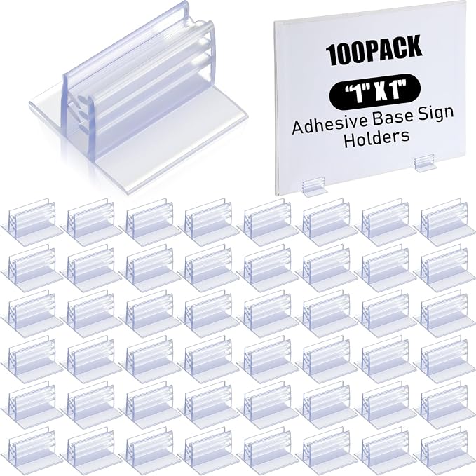 Fulmoon 100 Pcs Sign Holder, Adhesive Base Sign Holders Multiple Uses by Fulmoon