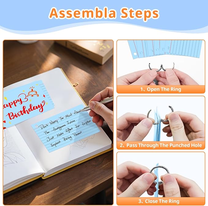 Index Cards 3x5 Inches, Punched Lined Study Card Ruled Flashcards Notecards - Image 6