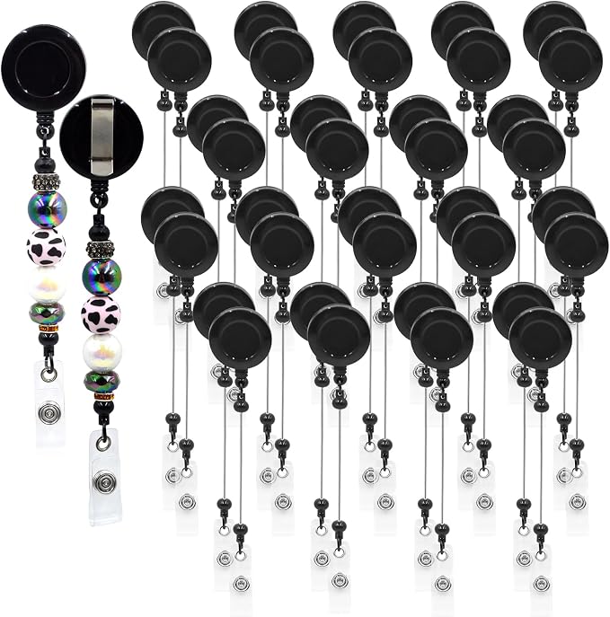 30pcs Black Beadable Badge Reels Making Kits by Unknown