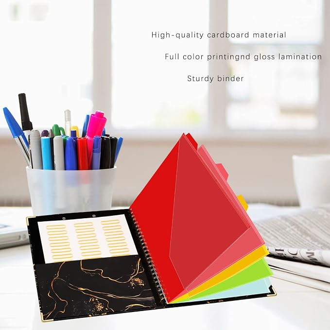 Clipboard Folio with Refillable Notepad, 5 Dividers with 10 Pockets Storage - Image 7