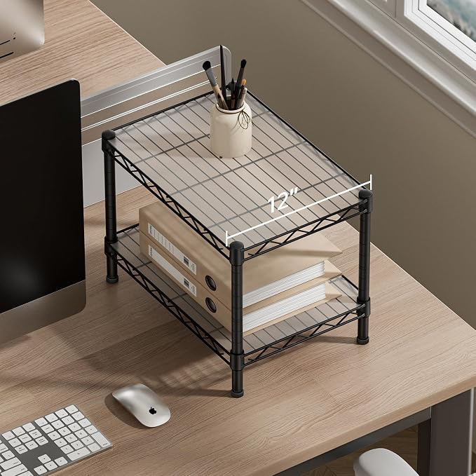 SINGAYE 2 Small Shelves Kitchen Storage Shelf Wire Shelving Unit Metal Shelf - Image 5