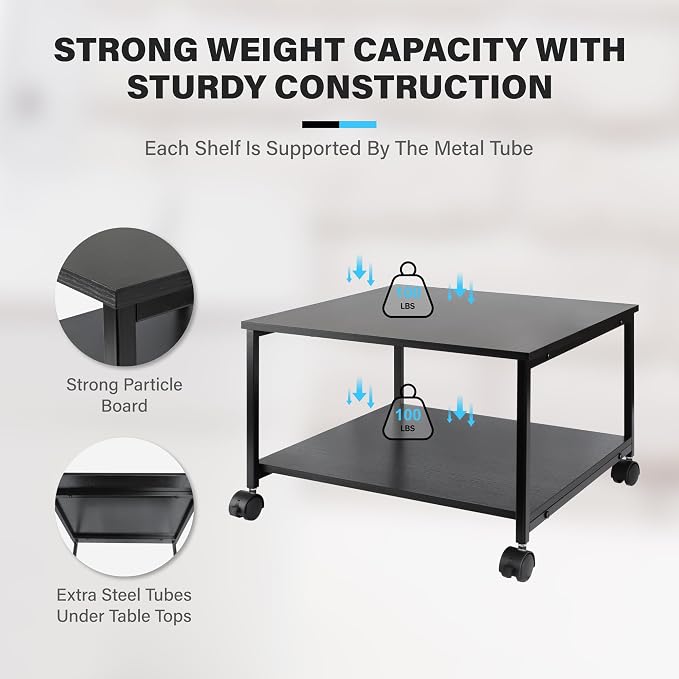EMERIT 2-Tier Under Desk Printer Stand w/Storage - Image 3