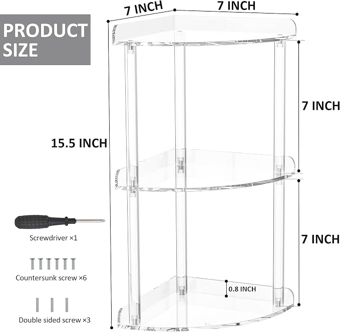 Sezanrpt 3 Tier Countertop Corner Organizer Shelf 7x7x15.7 Inch, Countertop - Image 3