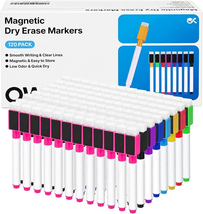 OWLKELA 120 Pcs Magnetic Dry Erase Markers by OWLKELA
