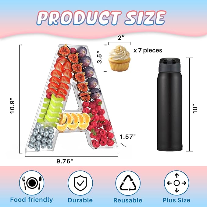 11" Acrylic Letter Charcuterie Box, Reusable Fillable Alphabet Number Shaped - Image 2