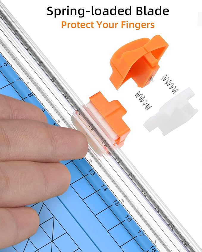 Firbon Blue A5 Paper Cutter, Straight Small Paper Trimmer with Side Ruler for Scrapbooking Craft, Paper, Coupon, Label, Cardstock-DeskLoop Office