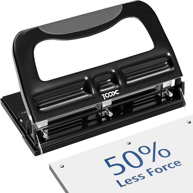 XOOL 3 Hole Punch, Heavy Duty Metal Hole Puncher by XOOL