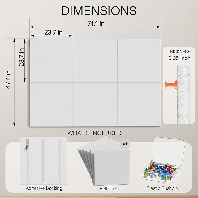 MaxGear Extra Large Bulletin Board 72" x 48", Pin Vision Board DIY Office & - Image 2