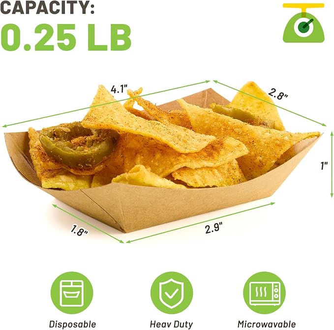 ZORRITA Mini Paper Food Trays, 1/4 Lb, 200 Pack, Disposable | Small, Serving - Image 2