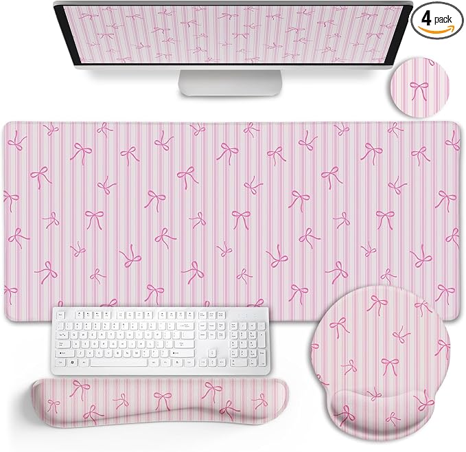 LIMKRIAN Pink Striped Mouse Pad by LIMKRIAN