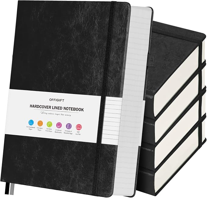 5 Pack College Ruled Notebook, 312 Numbered Pages Thick Notebooks Bulk by OFFIGIFT