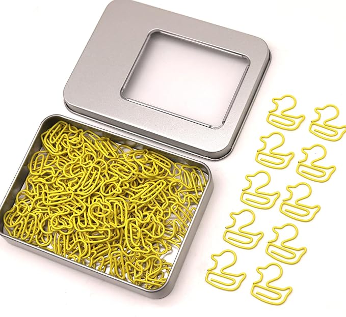 60 Pcs Yellow Duck Paper Clips, Duck Gifts by NELJIBEHU