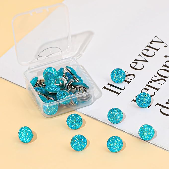 30pcs Push Pins, Shiny Diamond Push Pins Glitter Rhinestone Decorative Thumb - Image 4