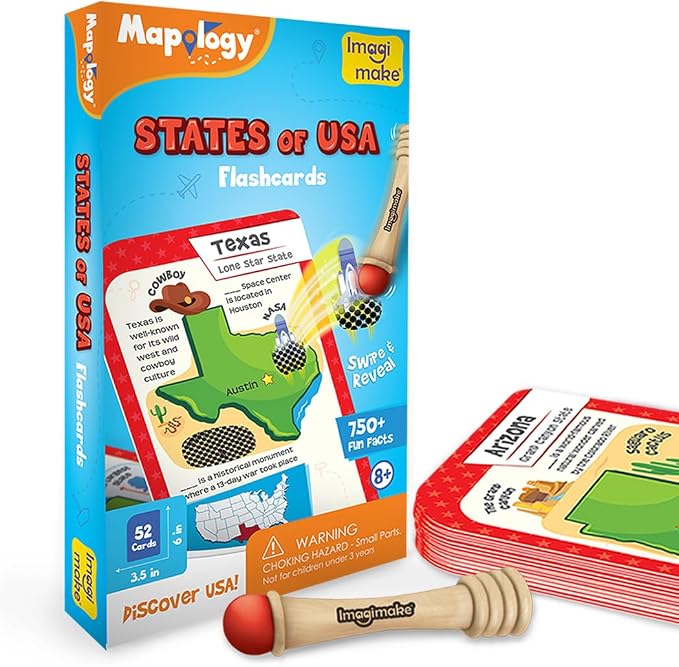 Imagimake Mapology USA Flash Cards | Learn United States Along by Imagimake