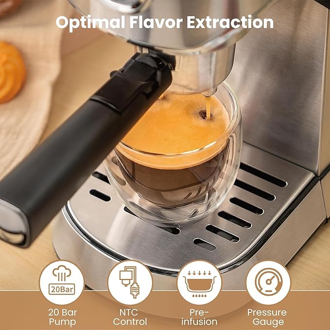 Gevi Espresso Machine 20 Bar with Portafilter for Nespresso Original Capsules and Coffee Powder, Professional Espresso Maker with Milk Frother for Cappuccino, Latte, Compact Espresso Coffee Machine-DeskLoop Office