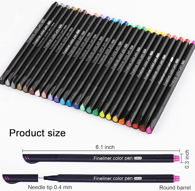 Dyvicl Journal Planner Pens Colored Pens, 24 Colors 0.4mm Fineliner Pen Set - Image 7