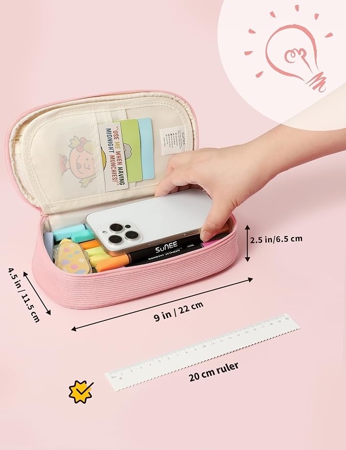 SUNEE Cute Pencil Case, Large Pencil Pouch, Aesthetic Big Pencil Bag - Image 5