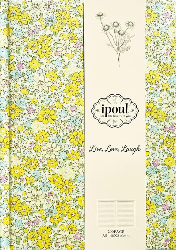 ipoul Yellow Notebook, Floral Journal by ipoul