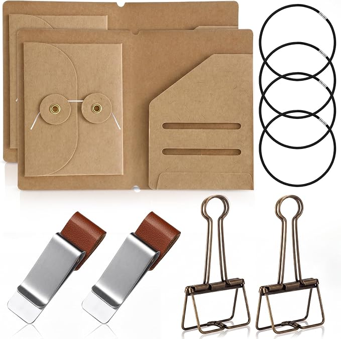 10 Pcs Passport Size Travelers Notebook Accessories Kit Include Kraft Folder by Dinifee