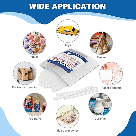 WORKPRO Full Size Hot Glue Sticks, 100-pack, 0.43x8 Inches, Compatible with Most Glue Guns, Multipurpose for DIY Art Craft General Repairs, Home Decorations and Gluing Projects-DeskLoop Office