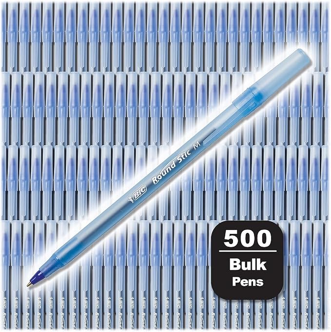 BIC Round Stic Xtra Life Blue Ballpoint Pens, Medium Point, 500-Count Pack of - Image 2