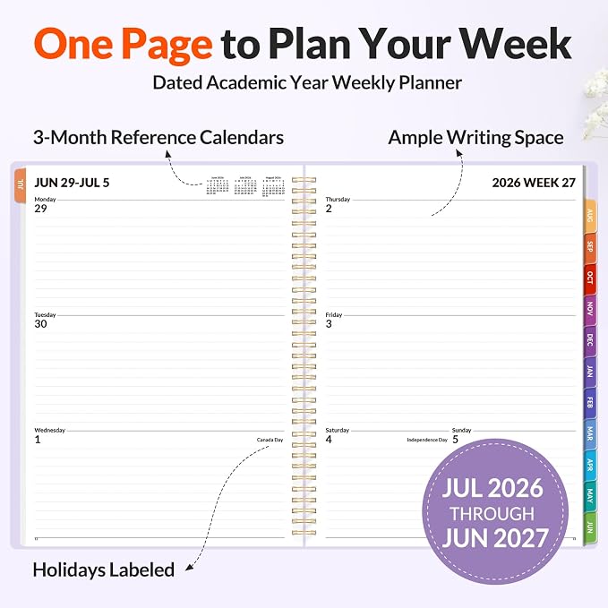 SUNEE Academic Planner 2026-2027 – Weekly & Monthly Planner, July 2026 to June - Image 2
