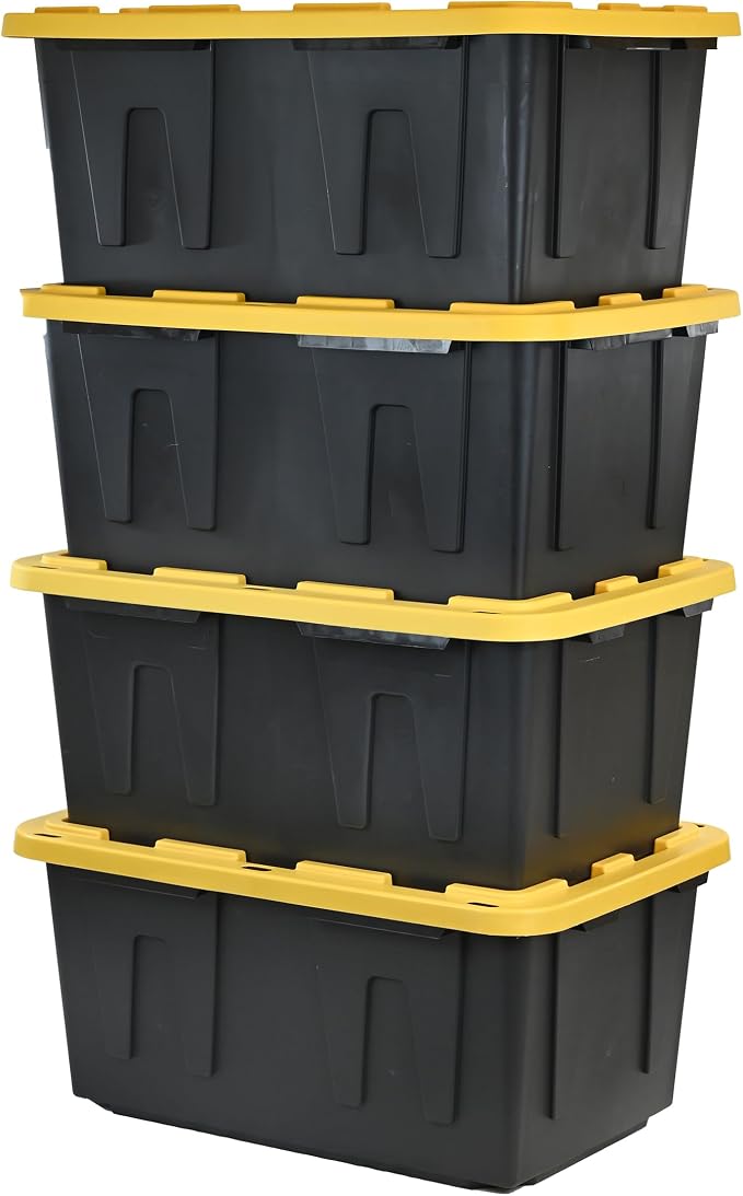 CX Black & Yellow 27-Gallon Heavy Duty Stackable Storage Bins - Image 2