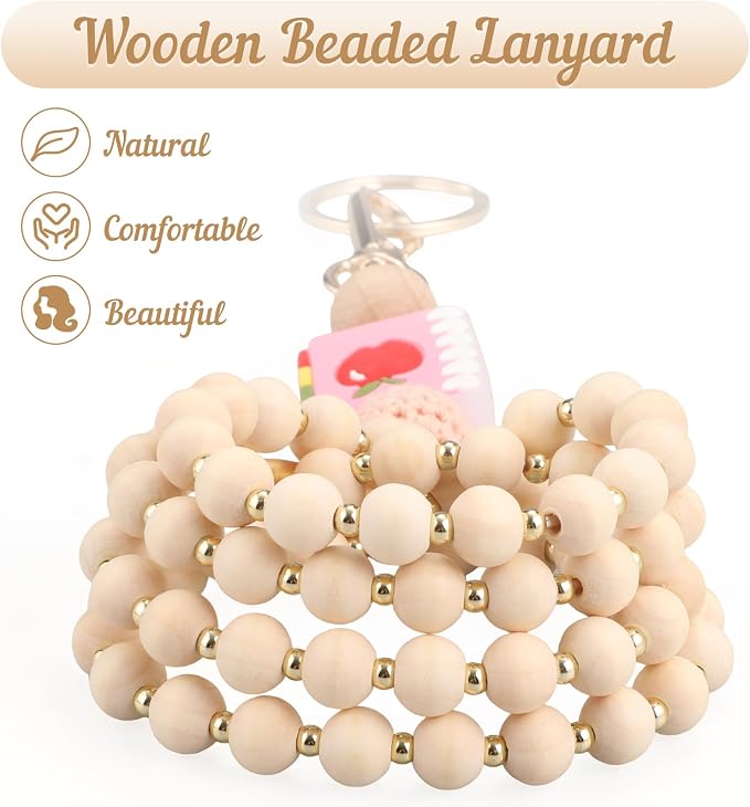 Teacher Lanyard with ID Holder Cute Wooden Beaded Lanyards - Image 5
