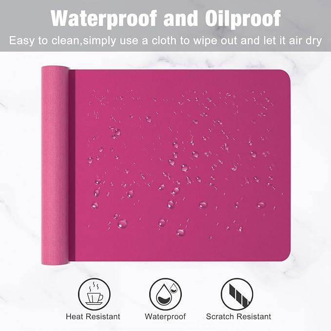 Hsurbtra Desk Pad, 23.6" x 13.8" PU Leather Desk Mat, M Extended Mouse Pad - Image 5