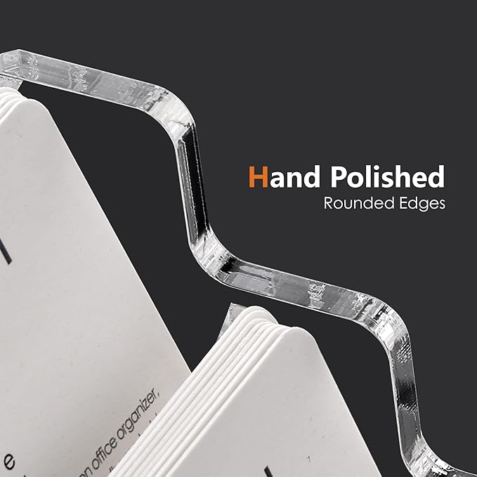 SANRUI Clear Acrylic Business Card Holder for Desk Display Stand Holders Organizer Rack , 4 Tier 4 Pocket , Holds 200 cards-DeskLoop Office