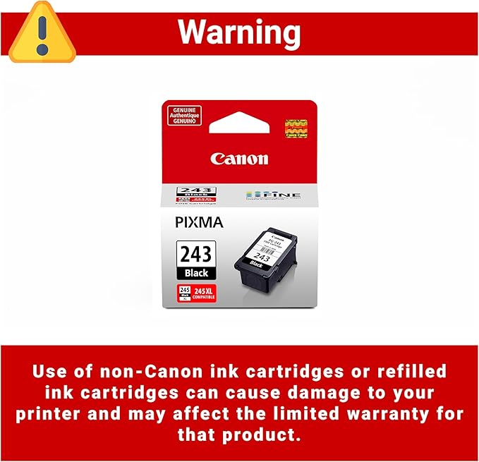 Canon PG-243 Genuine Black Ink Cartridge, Compatible with iP2820, MX492, MG2420/2520/2920/2922/2924/3020/2525, TS3120/302/302a/202/4520/3320-DeskLoop Office