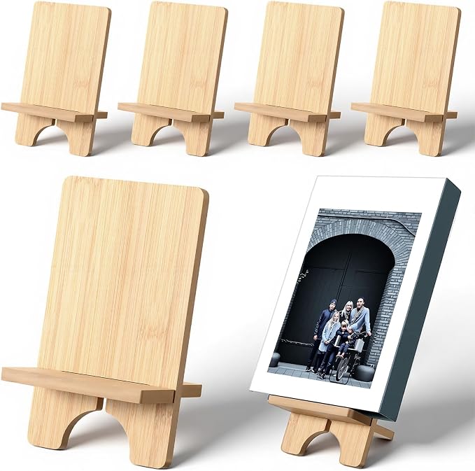 6 Pack Bamboo Book Stand for Display, Natural Easel Holder Stand for Home Office by Unknown