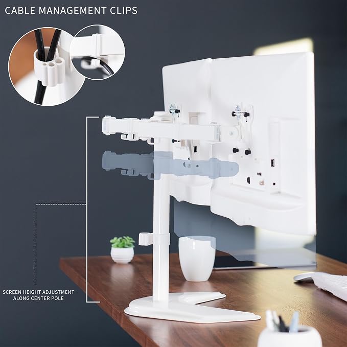 VIVO Dual LED LCD Monitor Free-Standing Desk Stand - Image 6