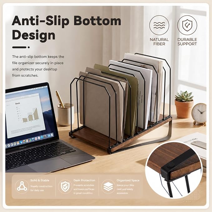 Novabright 1 Pack Inclined Desk File Organizer 9 Section Metal Vertical Folder - Image 6