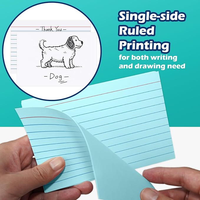 Blue Index Cards 4x6 Lined Ruled Flash Note Cards 100 Count, 220 GSM Heavy - Image 3