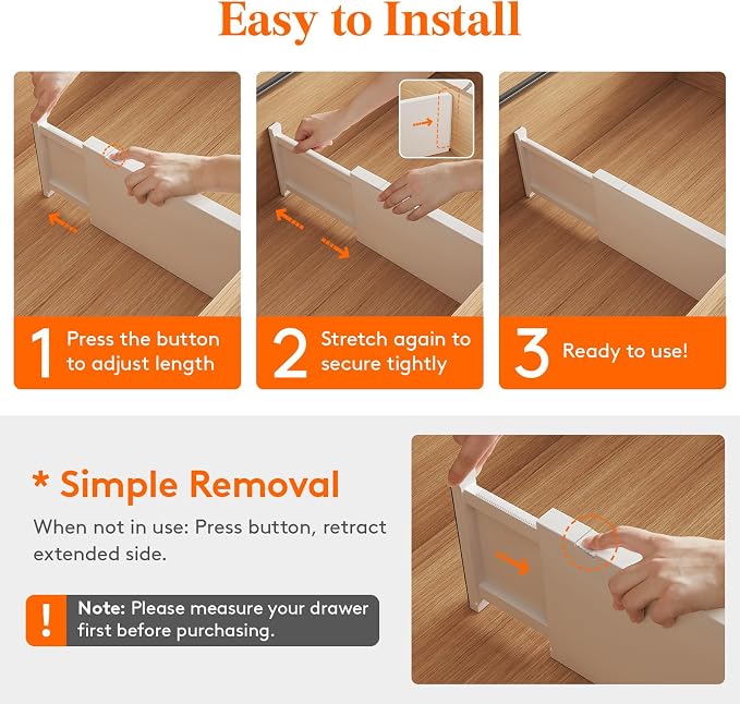 Lifewit 5 Pack 6" High Drawer Dividers 34-56cm/13.5-22" Adjustable Drawer - Image 3