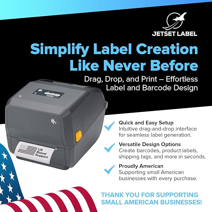 Zebra ZD421 Thermal Transfer Desktop Printer 203 dpi Print Width 4-inch USB Ethernet ZD4A042-301E00EZ | Includes Jetset Software-DeskLoop Office