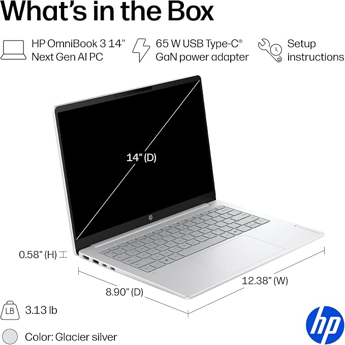 HP OmniBook 3 14 inch Next Gen AI PC, 2K Display, Snapdragon X X1-26-100 - Image 14