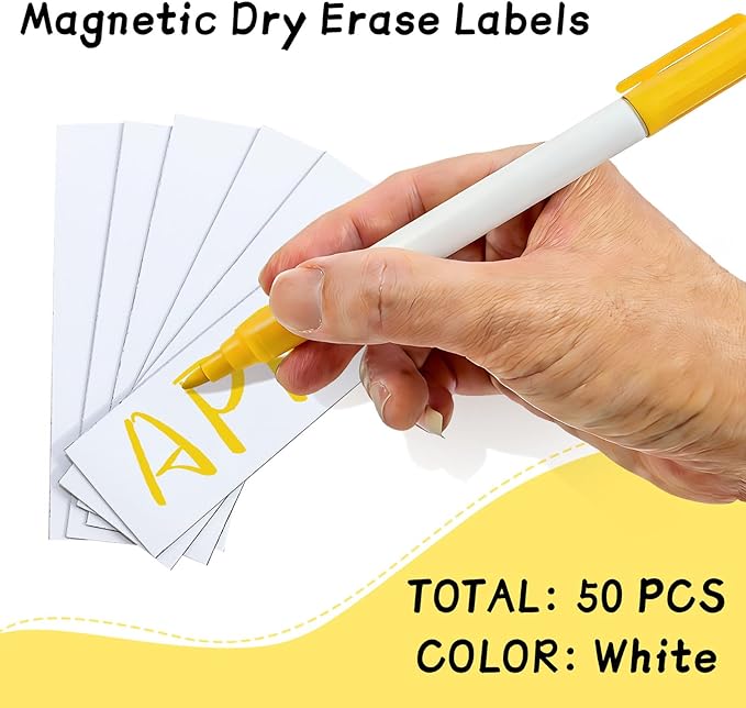 50Pcs Dry Erase Magnetic Labels White Name Tags Reusable Strips Whiteboards - Image 6