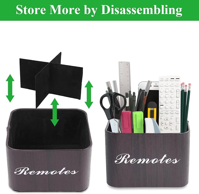 Hennaja Square Leather Art Supply Organizer, Remote Control Holder - Image 6