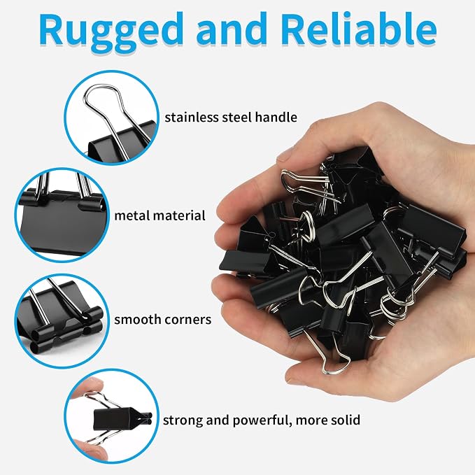 180 Pcs Large Binder Clips, 1.26 in/32mm Clips Office Supplies, Paper Clamps - Image 4
