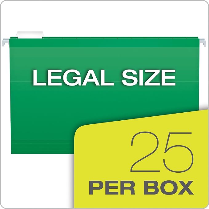 Pendaflex Reinforced Hanging Folders, Legal Size, Bright Green, 1/5 Cut - Image 5