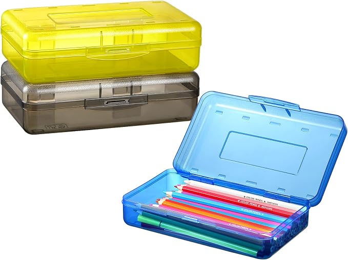 Sooez 3 Pack Pencil Case, Large Hard Pencil Box Bulk, Plastic Storage Container by Sooez