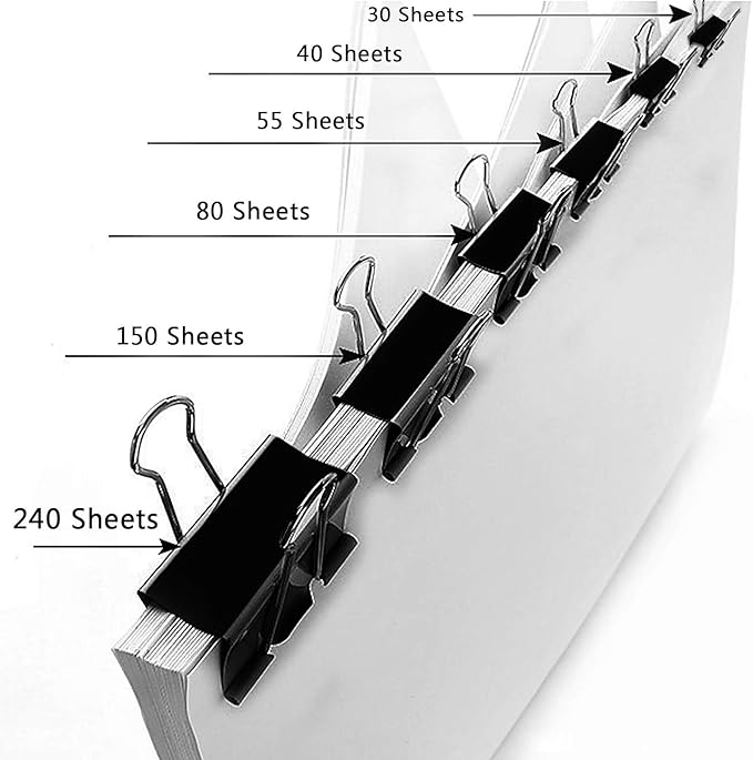 SANNIX 110 PCS Binder Clips Assorted Sizes, X Large, Large, Medium, Small, Mini and Micro, Binder Clips Paper Clamps for Office Home School-DeskLoop Office