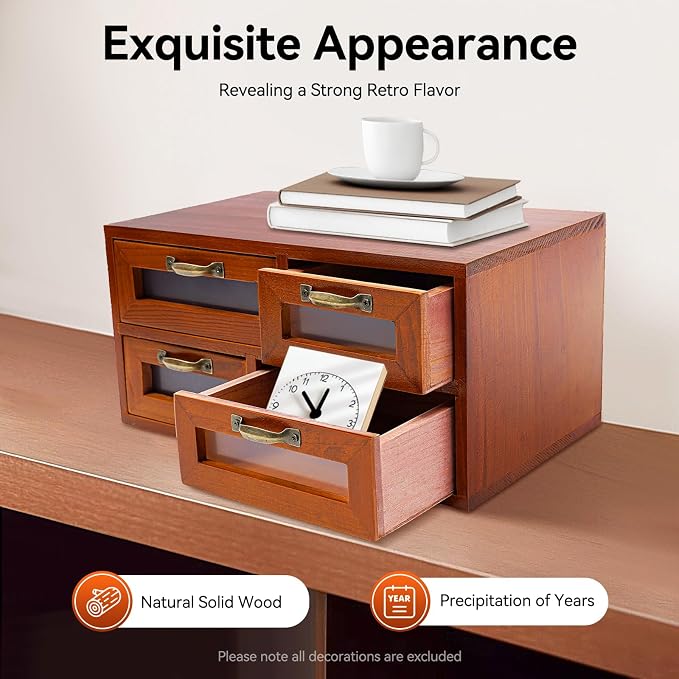 Vintage Wooden Drawers Organizer, 16-Drawer Desktop Storage Box - Image 5