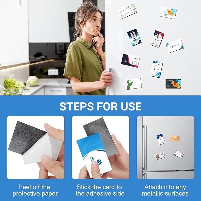 MaxGear 100 Pack Business Card Magnets Peel and Stick, Self Sticky Name Card | - Image 5