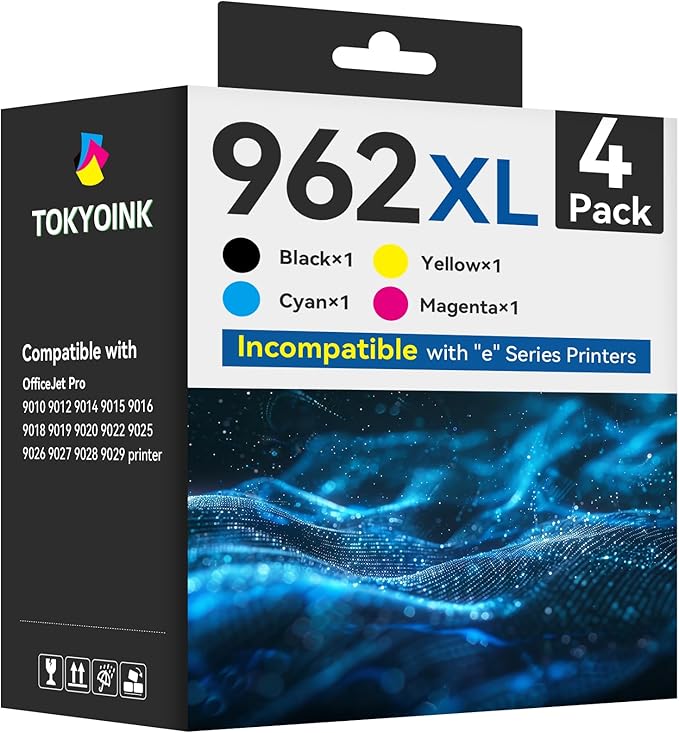 962 962XL Ink Cartridges for HP Printers Replacement for HP 962XL Ink Cartridges Combo Pack HP962 HP962XL Work for OfficeJet Pro 9010 Ink Cartridge 9015 9018 9020 Printers, Black & Color-DeskLoop Office