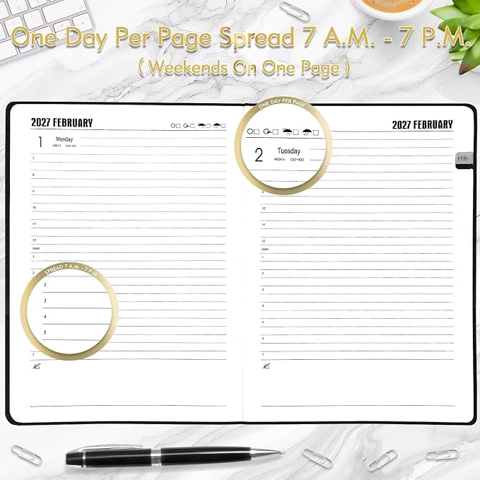 KESOTE Large Daily Planner 2026-2027 Full Page Per Day, Hourly Schedule 8.5" x - Image 4